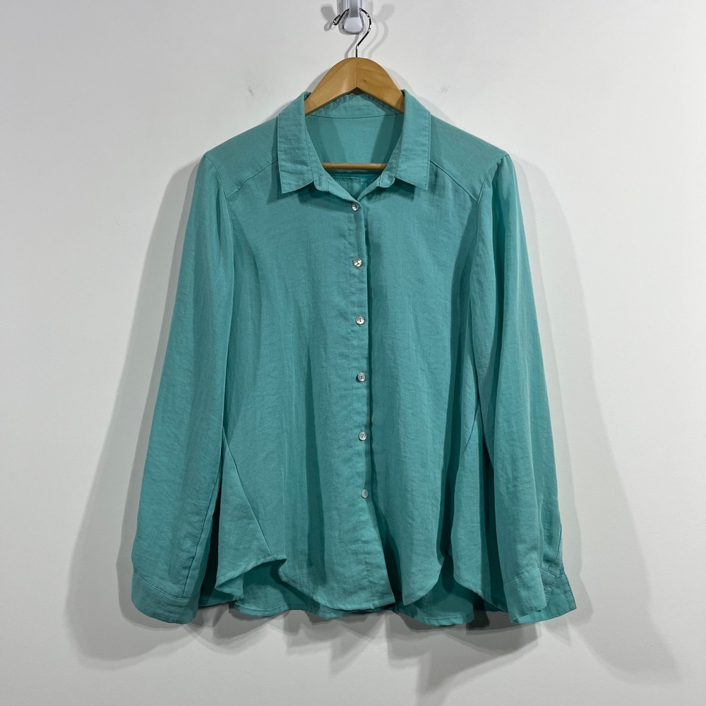 Fridaze 100% Linen Redefined Button Down Shirt Long Sleeve Size Medium Lagenlook